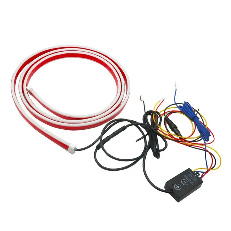 12V Universal Car Hood Decorative Light Yellow White Dynamic LED Daytime Running Light Strip  Auto Headlight Strips Scan