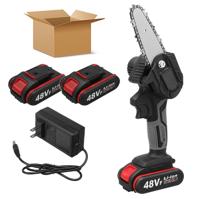 21V 4 Rechargeable Electric Chain Saw Cordless Portable Woodworking Wood Cutter