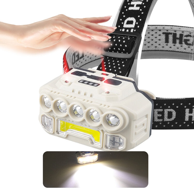 500LM XPE LED Headlight Sensor Head Light Type-C Rechargeable Headlamp Head Torch Head Flashlight Waterproof for Camping Hiking
