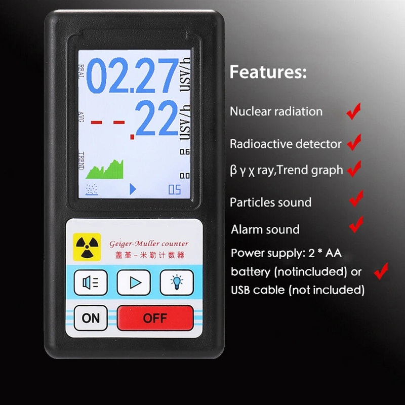 BR-6 Geiger Counter Nuclear Radiation Tester Personal Dosimeter Beta Gamma X-ray Tester Real-Time Data Alerts Portable Tester