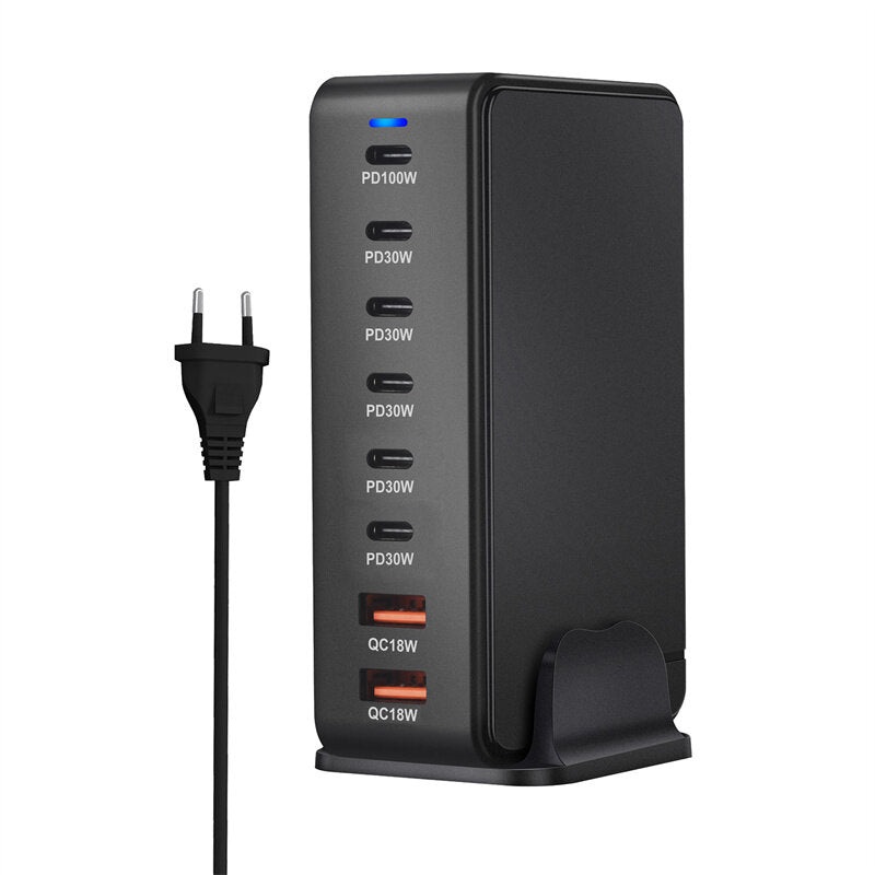 [GaN Tech]Bakeey 286W 8-Port USB PD Charger 2USB-A+6USB-C PD QC Fast Charging Desktop Charging Station EU Plug US Plug for iPhone 15 14 13 for Samsung Galaxy S24 for Huawei Pura70 Ultra for Xiaomi Civi 4 Pro