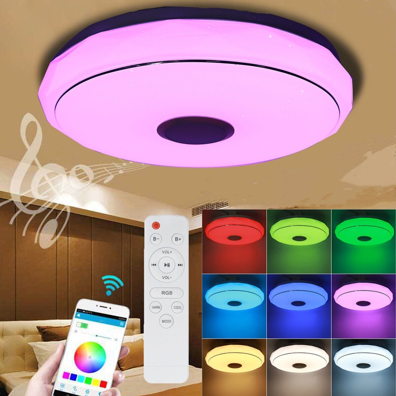 Modern RGB LED Ceiling Lamp Home Lighting APP bluetooth Music Light Bedroom Lamp Smart Ceiling Light + Remote Control