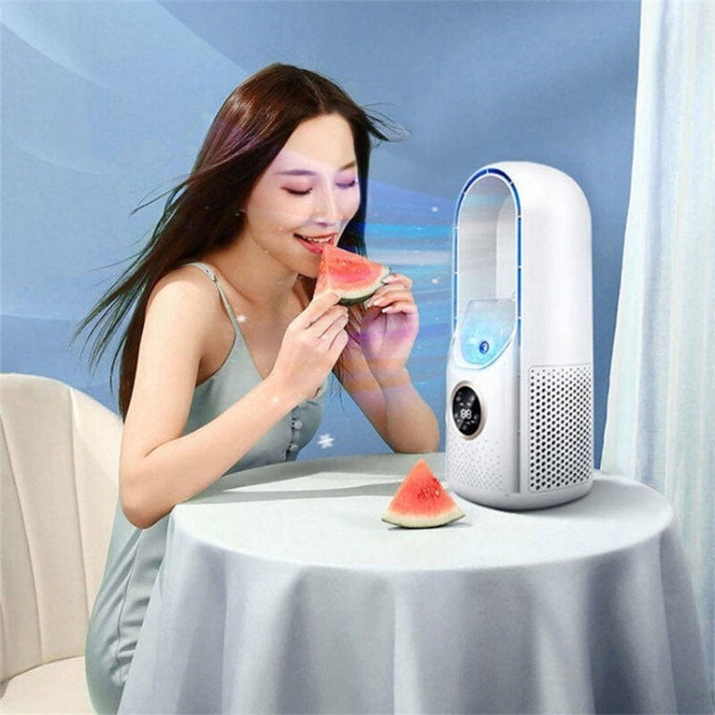 Portable Air Cooler Leafless Electric Fan 6 Speed Silent Timer Air Conditioner Cooling Fan Humidifier Conditioning Fan