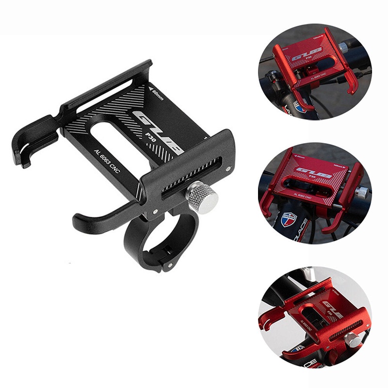 GUB P30 Bike Holder Aluminum Alloy 360 Adjustable Sturdy Anti-fall 0.2kg Lightweight Handlebar Holder for Motorcycle Bicycle Scooter Bracket – Red