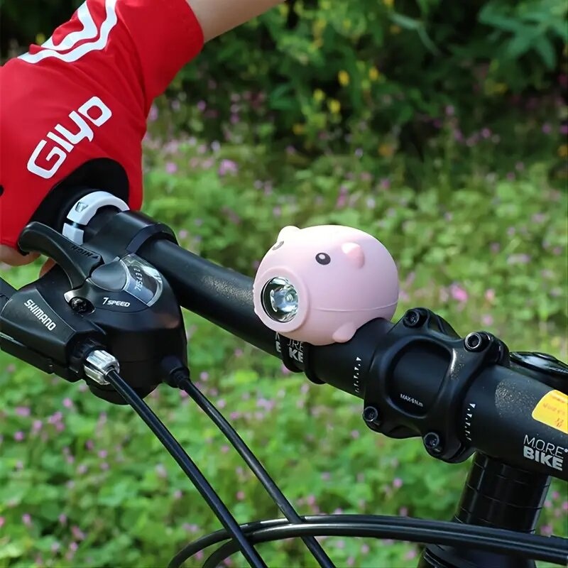 Kid’s Cartoon Pig Bike Light Alarm Brightness 3 Lighting Modes with Horn for Bicycle