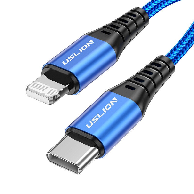 USLION PD20W Type-C to iP Cable Fast Charging Data Transmission Copper Core Line 1M/2M Long for iPhone 11 12 13 14 14 Pro 14Pro Max