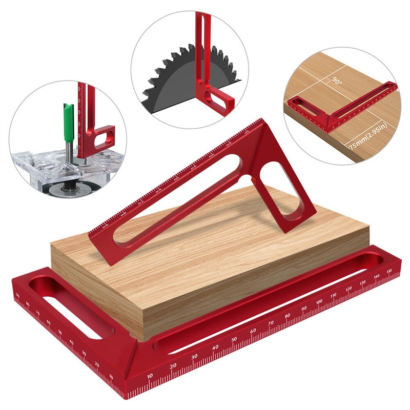 Woodworking Right Angle Ruler Aluminum Carpenter Square Measuring Height Ruler 90 Right Angle Calibrator for Wood Work Projects