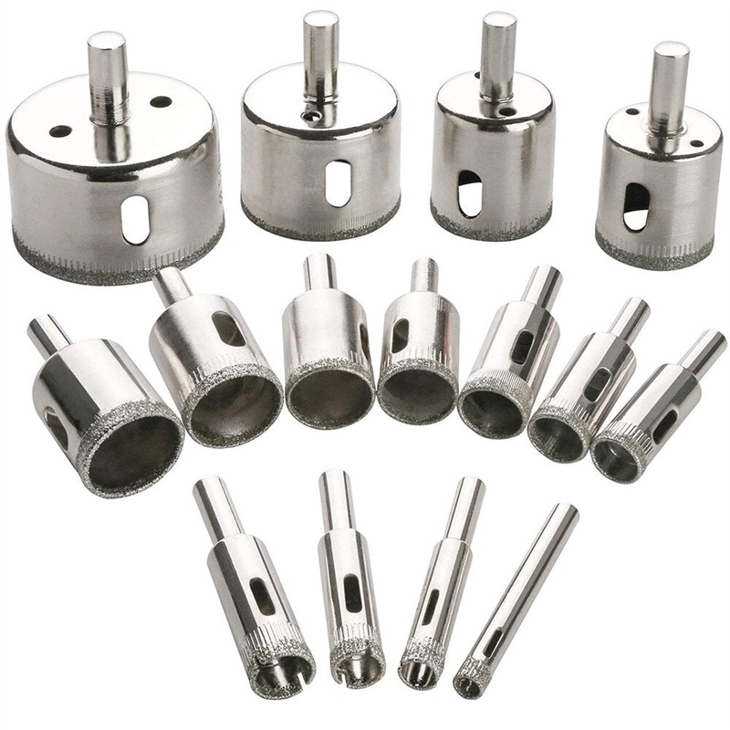 15PCS 15mm-50mm Diamond Drill Bits Hole Saw Diamond Drill Bit Set For Diamond Coating Carbon Steel For Glass Ceramics Porcelain Ceramic Tile