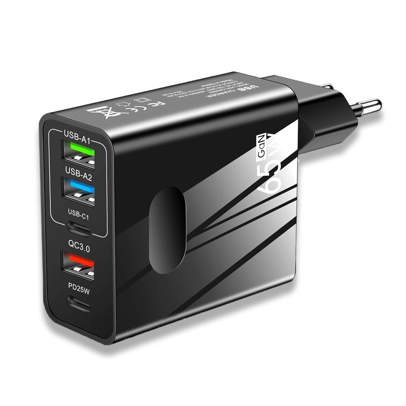 65W 5-Port USB PD Charger 3USB+2PD Fast Charging Wall Charger Adapter EU Plug US Plug UK Plug for iPhone 12 13 14 14Pro for Huawei Mate50 for Xiaomi 13pro for Samsung Galaxy S23