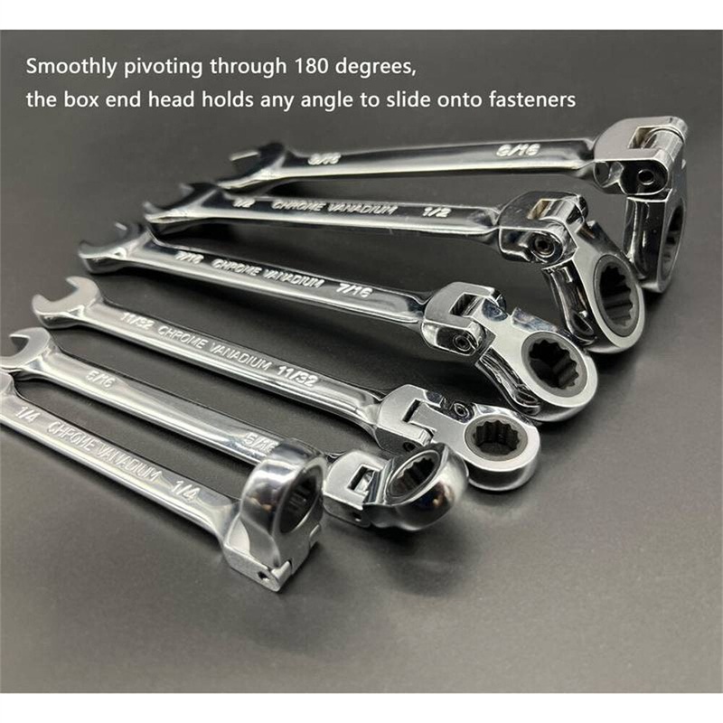 8-19mm 180-degree Movable Head Double-ended Wrench With Ratchet Dual-Use Ratcheting Wrench Set Auto-Fast  Effort-Saving  Open-End and Flare Nut Combination Spanner – Automotive  Hardware Repair Tool Kit