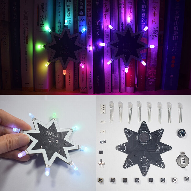 Color LED Octagonal Star Shape Christmas Tree Decoration Music Box Electronic Organ Keyboard DIY Electronics Kit