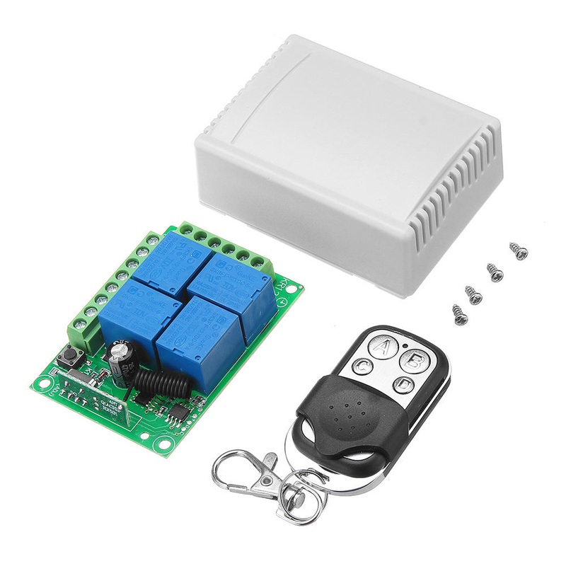 Geekcreit DC 12V 4CH Channel Wireless Remote Control Switch Learning Type Relay Control Module With Case