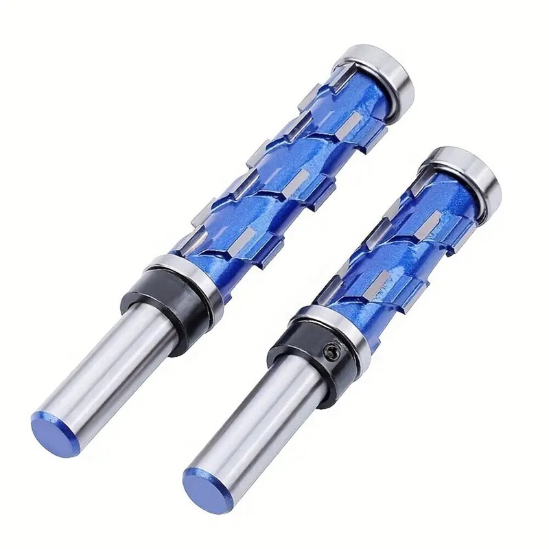 High-Grade Carbide Flush Trim Router Bit with 1/2 Round Shank Double Bearing Design for Woodworking Projects Ideal for Precision Trimming & Template Work