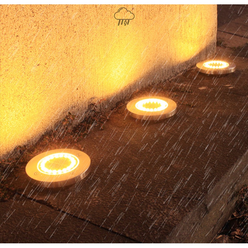 Solar Buried Lights 8LED Stainless Steel Outdoor Inserted Grass Lights Patio Garden Rainproof Lawn Lamp