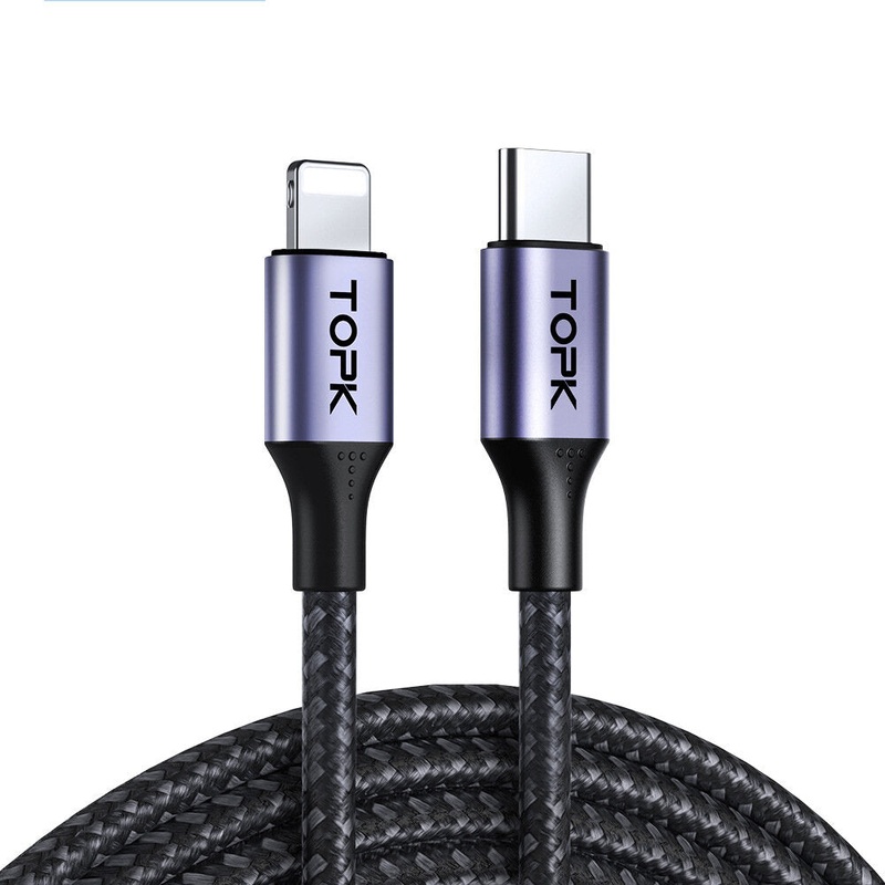 TOPK AP10 20W USB-C to iP Cable Fast Charging Data Transmission Nylon Braided Core Line 1M Long for iPhone12 13 14 14Pro 14 Pro Max