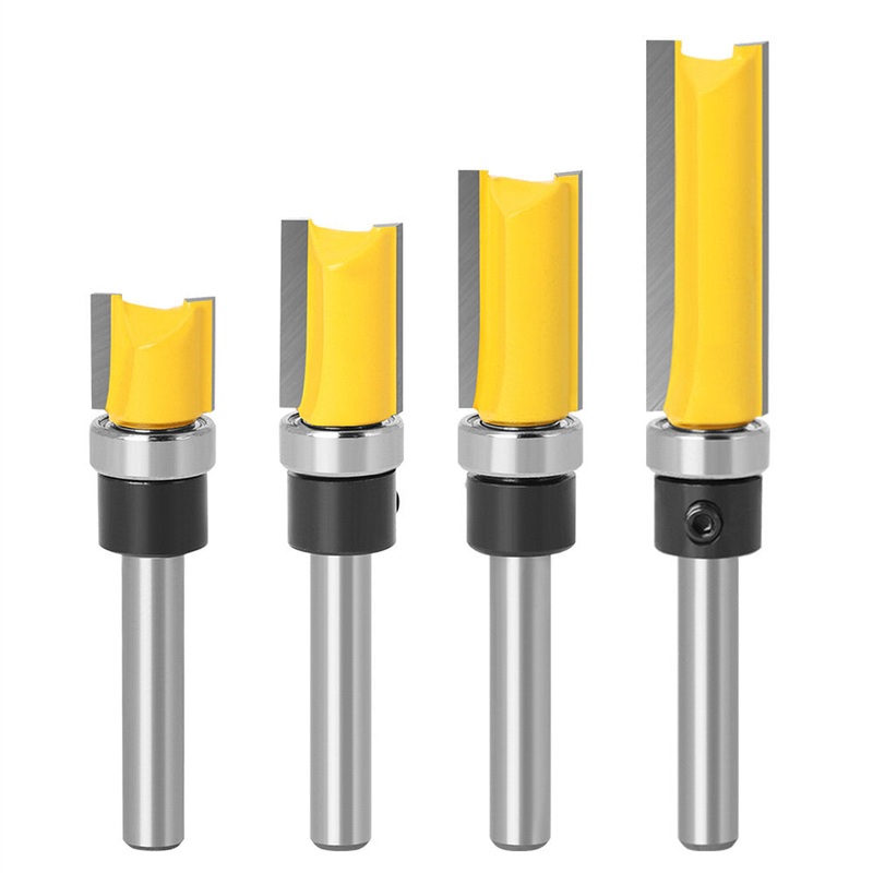 6.35mm Shank Router Bit Pattern Flush Trim Blade Bearing 1/2 Straight End Mill Slotting Milling Cutter For Woodworking Dia 12.7mm