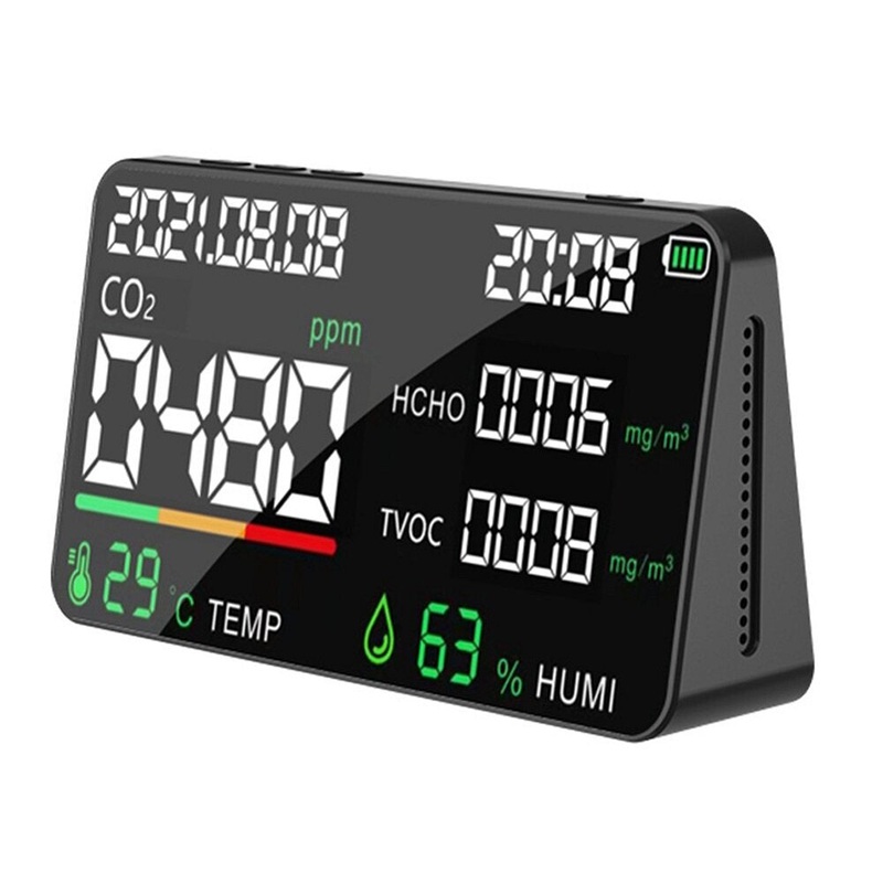 6 in 1 LCD Display Smart Carbon Dioxide Tester Air Quality Tester Temperature and Humidity Sensor Tester TVOC Formaldehyde test