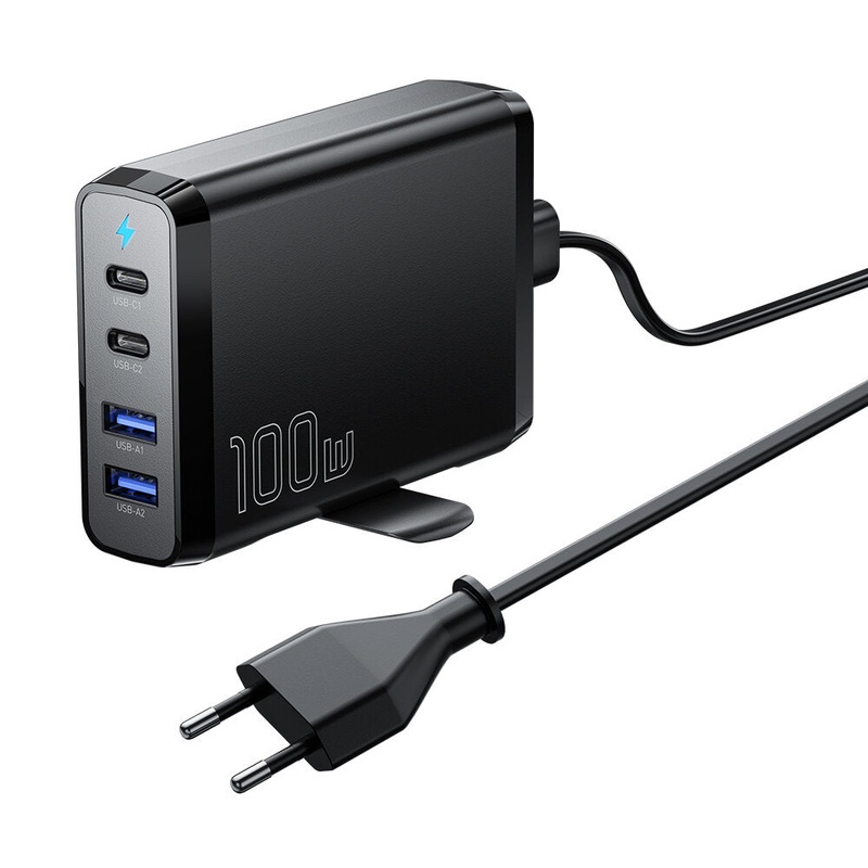 [GaN Tech] Essager 100W 4-Port USB PD Charger 2USB-C+2USB-A QC3.0 PD3.0 AFC FCP SCP DCP PPS BC1.2 Apple2.4A Fast Charging Desktop Charger Adapter EU Plug for iPhone 12 13 14 14 Pro 14Pro Max for Huawei Mate50 for Samsung Galaxy S23 for Oppo Reno9