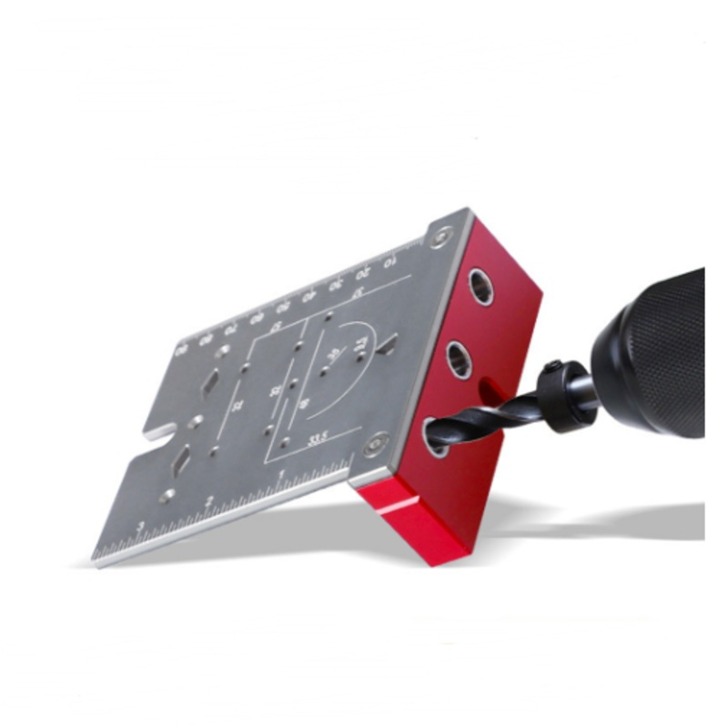Multifunctional 3-in-1 Aluminum Alloy Drill Guide Jig Punch Locator Board for Drilling Positioning Marking Furniture Assembly Woodworking Tool
