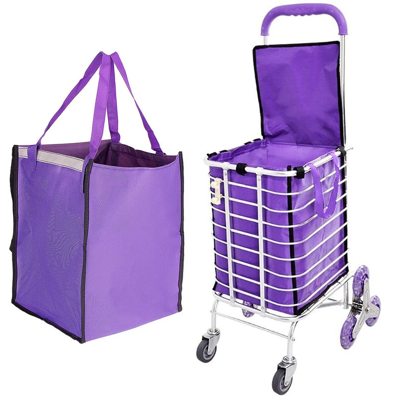 Shopping Cart Fabric Bag Portable Folding Oxford Trolley Rolling Bag Luggage