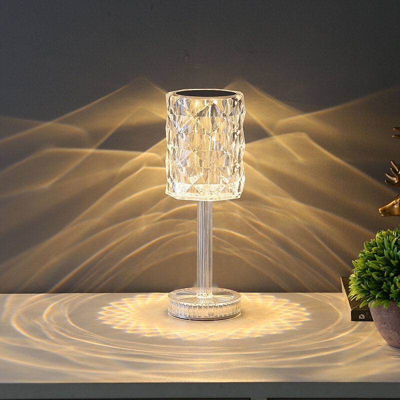 USB Rechargeable Romantic Rose Light Effect Ambient Night Light Desk Light Creative Bedroom Dinning Room Decorative Table Lamp