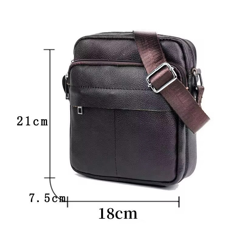 BULLCAPTAIN Mens Bag Genuine Leather Fashion Men Small Flap Shoulder Crossbody Bags Bussiness Casual Men’s Messenger Bag