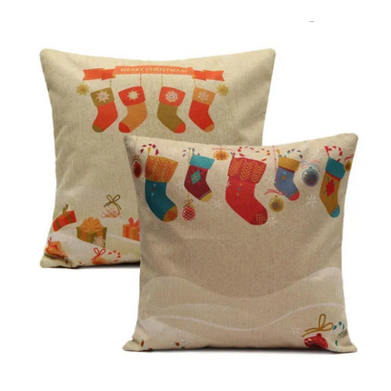 Christmas Socks Throw Pillow Cases Home Sofa Square Cushion Cover