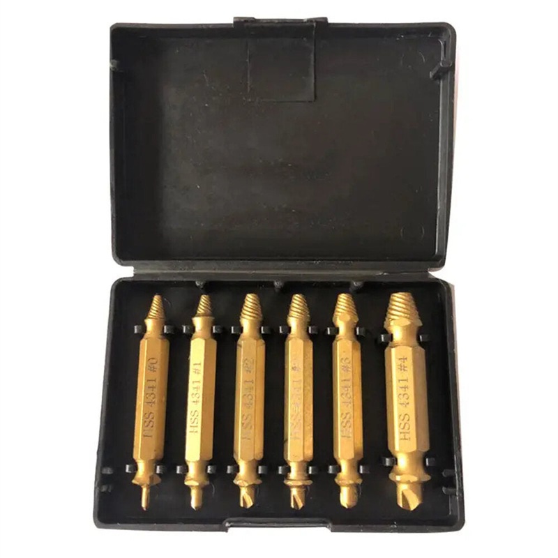 6PCS Damaged Screw Extractor Set Easy Out Bolt Extractor Set Double Head Screw Remover Tools Broken Head Screw Removers High Speed Steel