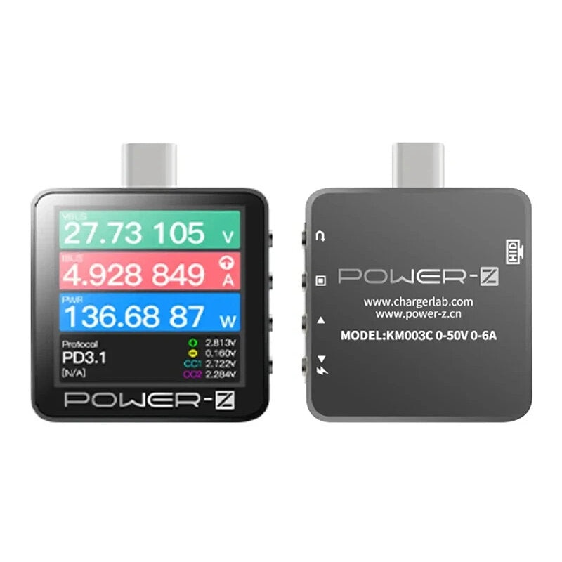 ChargerLAB POWER-Z KM003C Detector Tester for Mobile Repair USB PD3.1 Protocol 48V Range Dual Type-C Voltage Charger Current