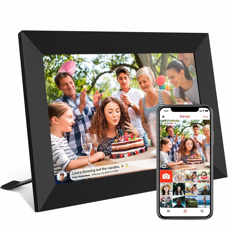 Frameo 10.1 Inch Smart WiFi Digital Photo Frame 1280×800 IPS LCD Touch Screen Auto-Rotate Portrait and Landscape Built in 16GB Memory Share Moments Instantly via Frameo App from Anywhere EU Plug Adapter