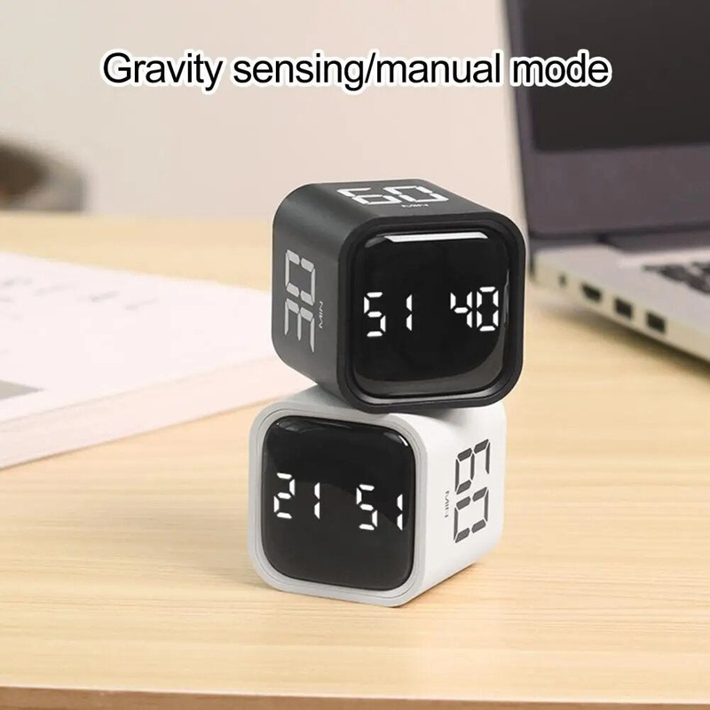 Productivity Cube Timer Sensor Flip LED Display 4 Preset Times Dual Mode Time Management Countdown Kitchen Student Learning Mini Digital Timer