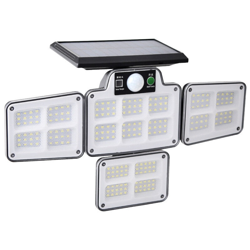 Solar Lights Outdoor Motion Sensor Lights 228 LED Flood Lights with Remote Control Led Security Lights with 4 Rotatable Heads IP65 Waterproof 270Wide Angle Illumination 3 Modes