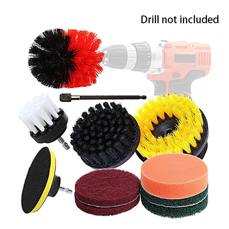 11PCS High-Performance Rotary Tool with Versatile Drill Brush and Power Scrubber Cleaning Attachment Set Durable Polyester Fiber Easy Install Perfect for Cleaning Tasks