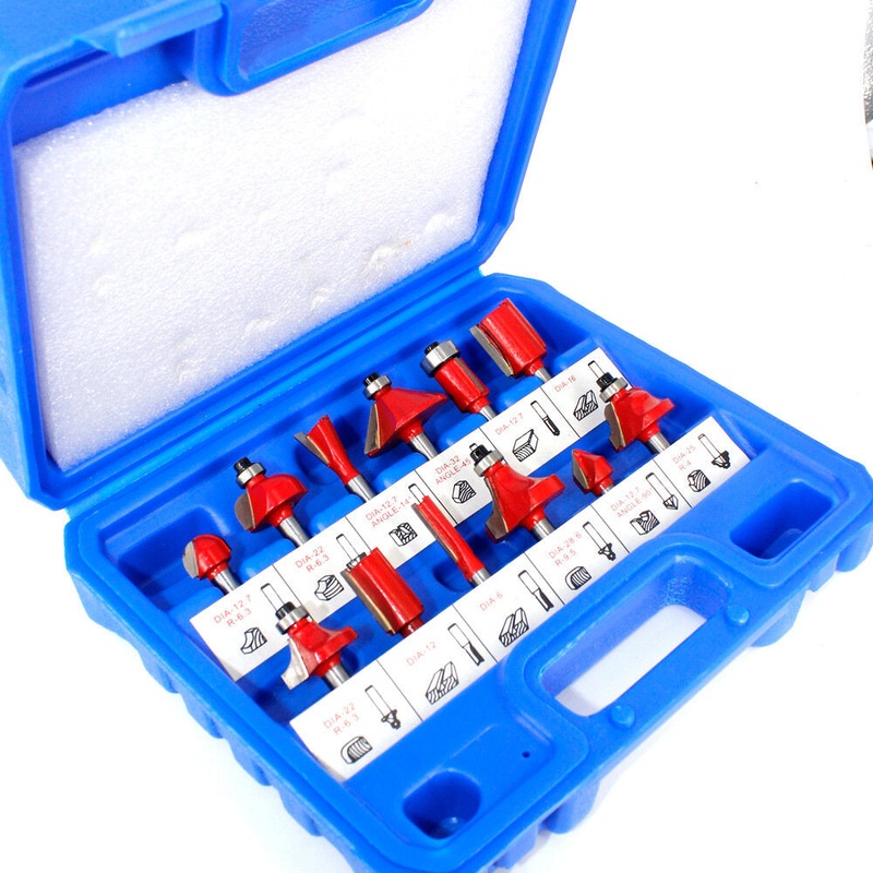 12/15pcs 1/4 Shank Router Bit Set Milling Cutter For Wood Trimming Slotting Engraving Carbide Woodworking DIY Tools