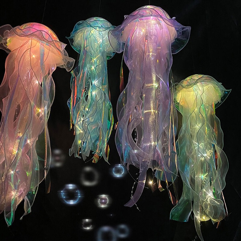 Colorful Jellyfish Lamp Vibrant and Unique Glow Bedroom Decoration – Handmade Lace Lampshade Perfect Gift for Friends and Family