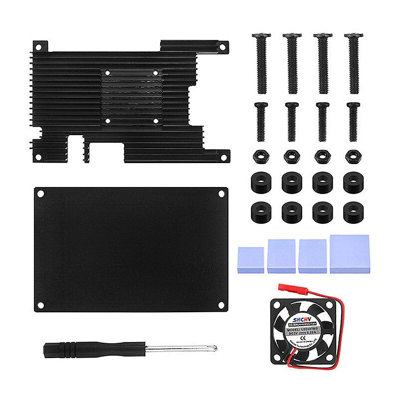 Orange Pi 5 Aluminum Alloy Case with Cooling Fan Active Passive Cooling Radiator with Heatsink Heat Dissipation Metal Enclouse for Orange Pi 5/5B/5 Plus
