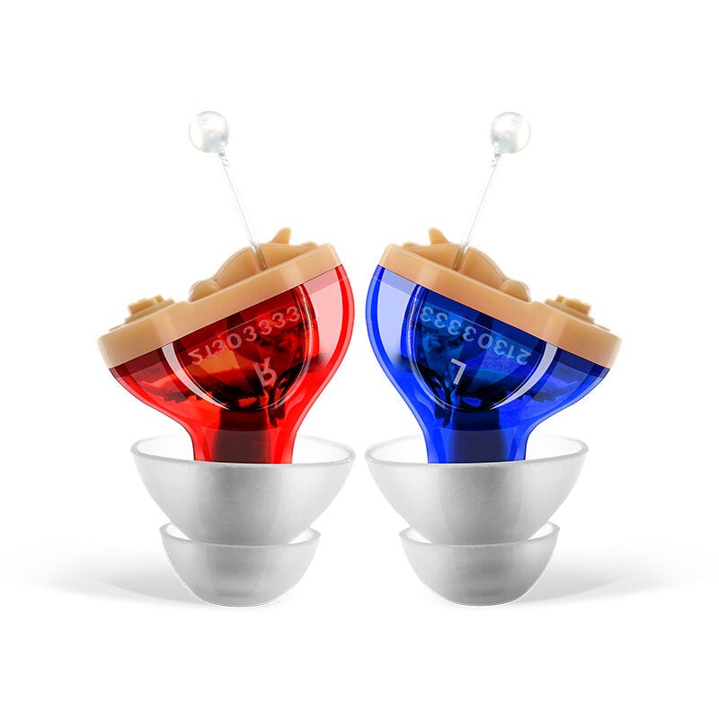 Red & Blue CIC Mini Noise Canceling Hearing Aid Reduction Hearing Aid Headset Sound Amplifier Deaf-Aid