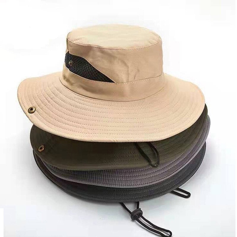Unisex Breathable Fisherman Hats Anti Uv Cool Large for Men Wide Brim Panama Hat Outdoor Fishing Hiking Cap