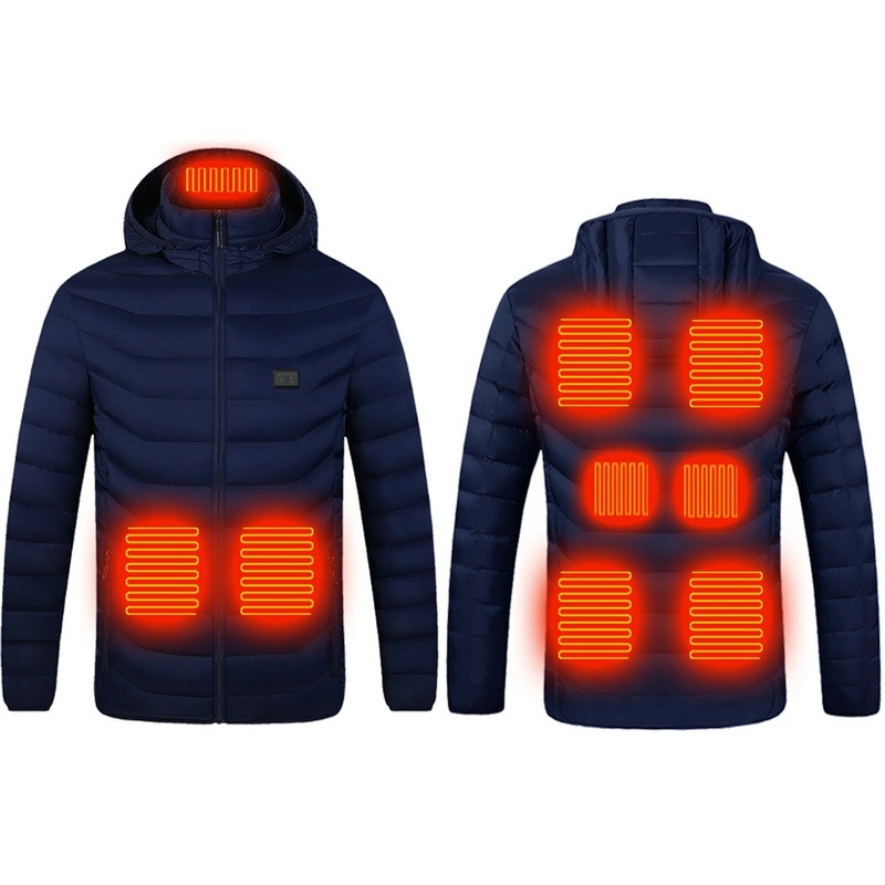 Couple Camping Hiking Skiing Climbing Hood 9 Electric Heated Areas Jackets Winter Men Women Usb Heating Thermal Warm Coat Parka