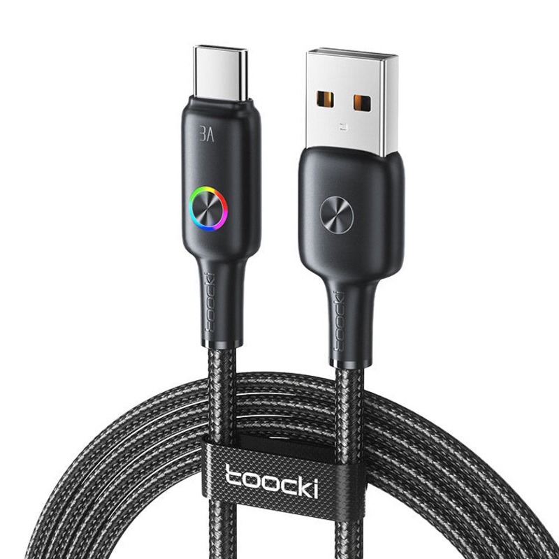 Toocki TQ-X45 3A USB-A to Type-C Cable PD Fast Charging Data Transmission Coppre Core Line 1.2M/1.8M Long for iPhone 15/15 Plus for Huawei Mate60 Pro for Samsung Galaxy S23 for Xiaomi 13Pro