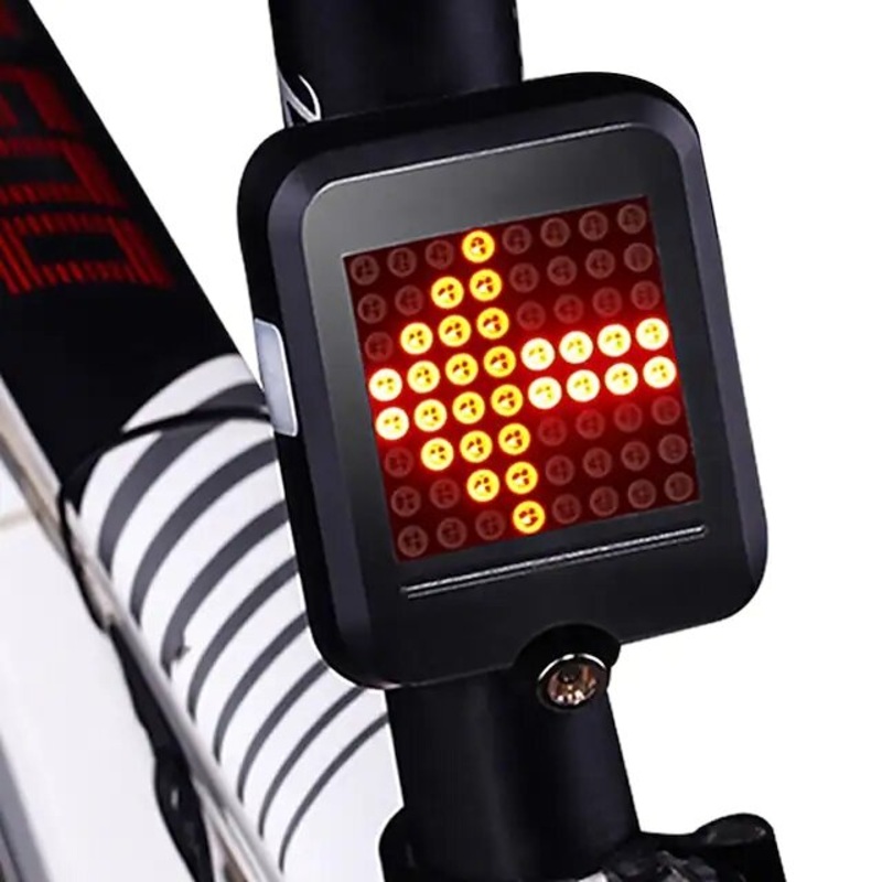 USB Rechargeable Bike Tail Light Smart Bicycle Turn Signal Lights with 80 Lumens 64 LED Light Beads, Portable Brake Light Warning Light Fits on Any Road Bikes