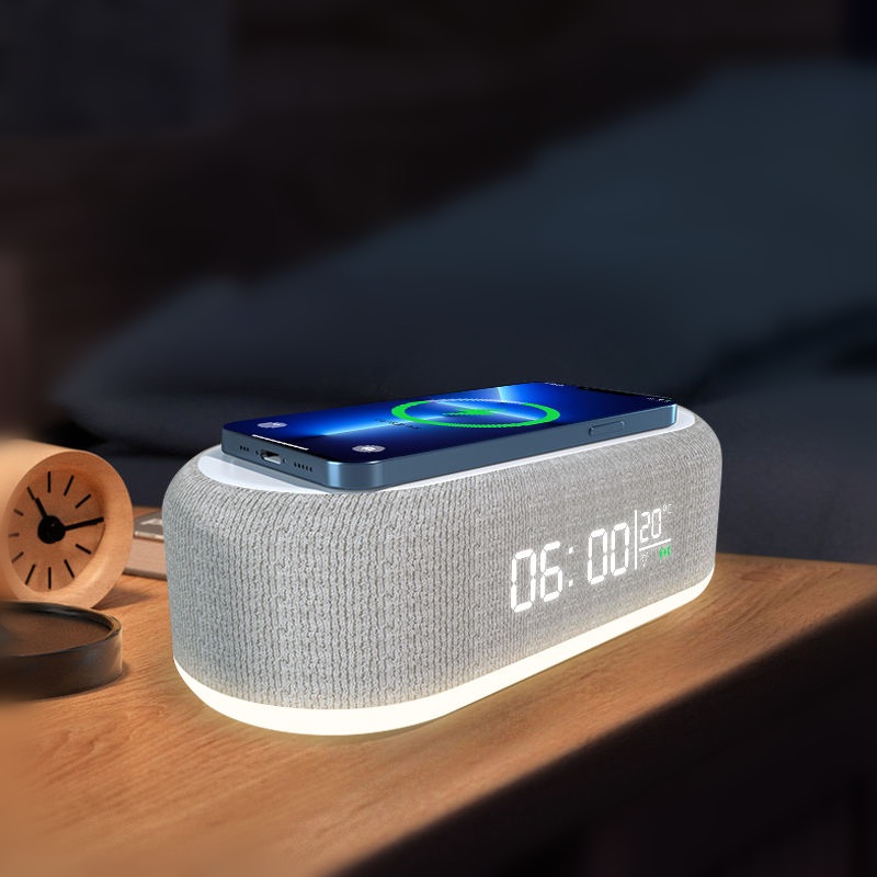 Bakeey 15W Wireless Charger with Alarm Clock Dimmable Light bluetooth Speaker for Qi-enabled Smart Phones for iPhone 15 14 13 for Huawei Mate60 Pro for Samsung Galaxy Z Flip4 for Xiaomi 13pro