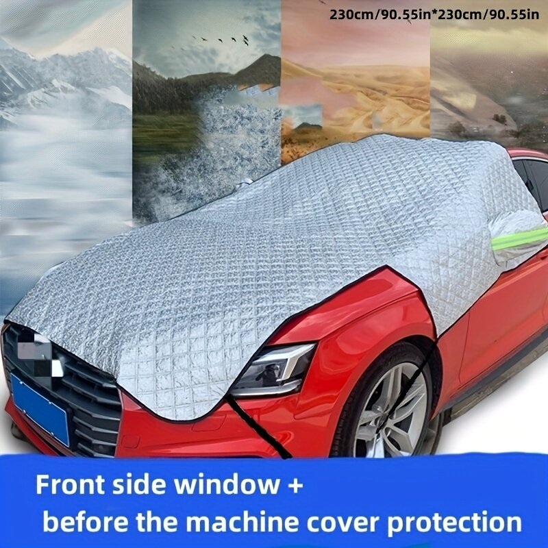 Car Snow Cover Waterproof Windshield Ice & Snow Cover with Extended Hood Cover Thickened Car Front Cover