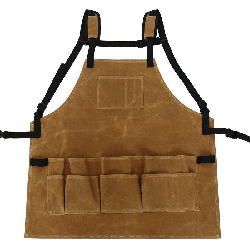 Classic Wet Wax Waterproof Canvas Apron 65x66cm Muddy Denim-Inspired Design Lightweight Oil Resistant Gardening Workshop Wear