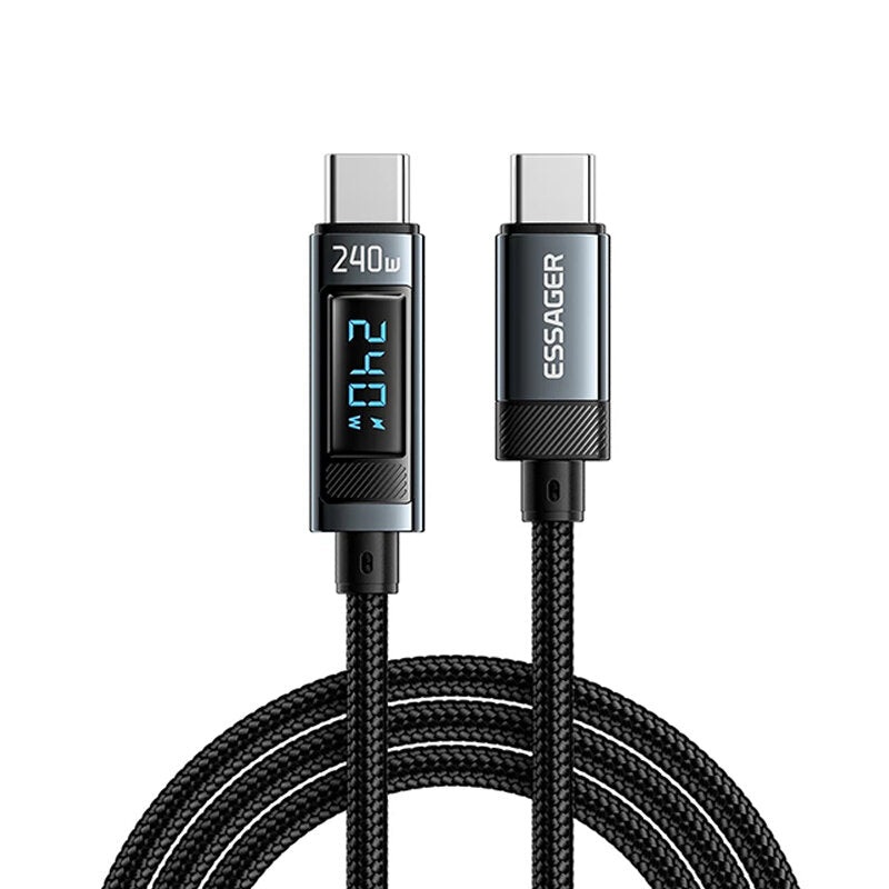 ESSAGER ES-X47 5A 240W Type-C to Type-C Cable Fast Charging Data Transmission Tinned Copper Core Line 1M/2M Long for iPhone 15 15 Plus for Huawei Mate60 Pro for Samsung Galaxy Z Flip4 for Xiaomi 13pro