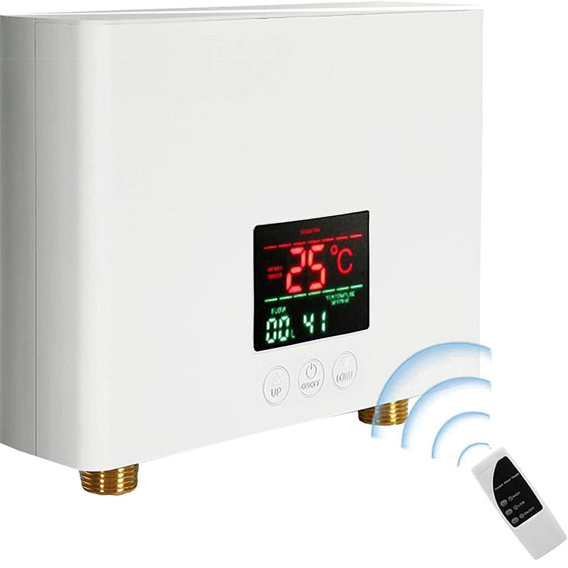 Instant with Remote Control Water Heater Wall Mounted Electric Hot Water Heater Thermostat Fast Heating Kitchen Bathroom Shower