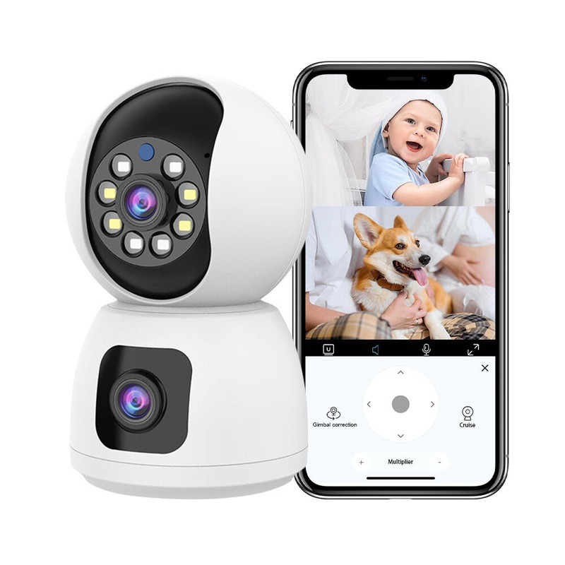 K12 Dual Lens 1080P 2.4G 5G WiFi IP Camera 360 PTZ Smart Home Security Protection Video Monitor Baby Nanny Pet Surveillance Cam
