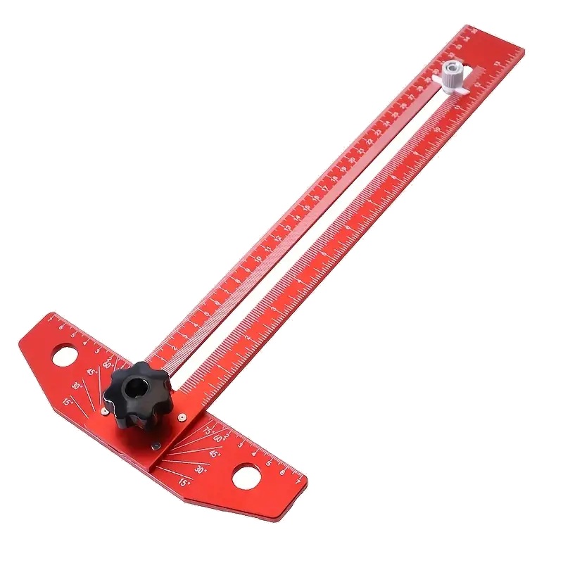 T-Type Woodworking Scriber Adjustable Protractor Angle Finder Aluminum Alloy Multi-Angle Marking Gauge With Metric And Inch Scale 350mm Multifunctional Ruler For Angle Scribe Parallel Line Drawing Woodworking Tools
