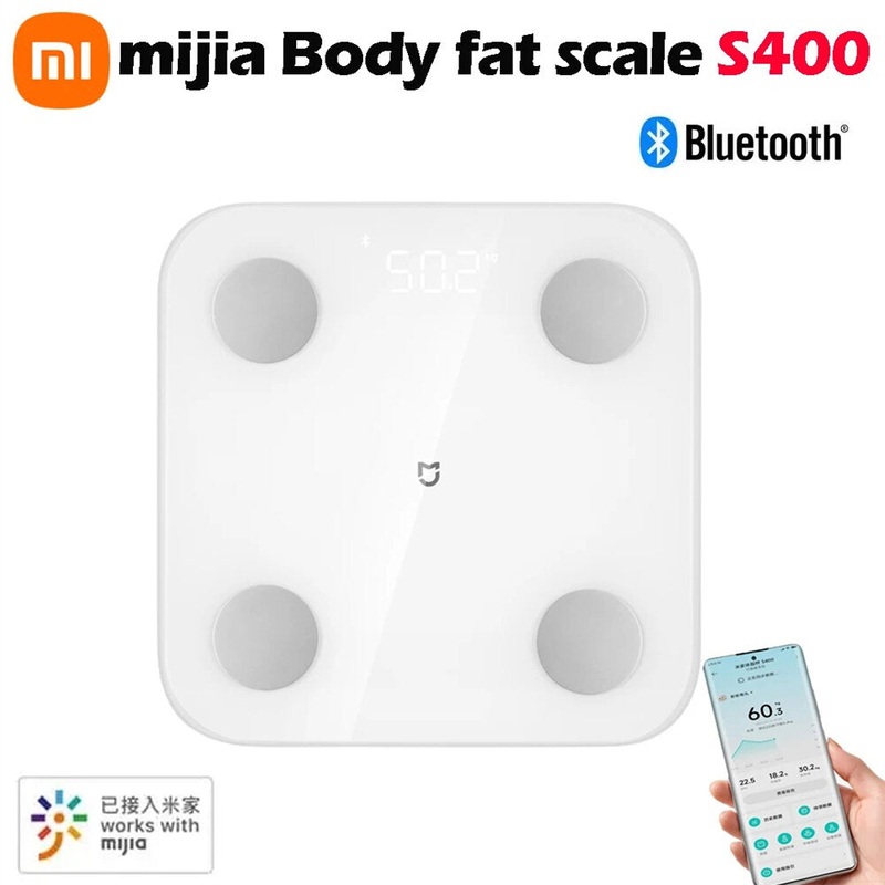 XIAOMI Mijia MJTZC01YM Body Fat Scale S400 Dual Frequency Bioelectrical Impedance 25 Health Metrics Analysis Heart Rate Monitor Multi-User Memory & Bluetooth 5.0 App Functionality