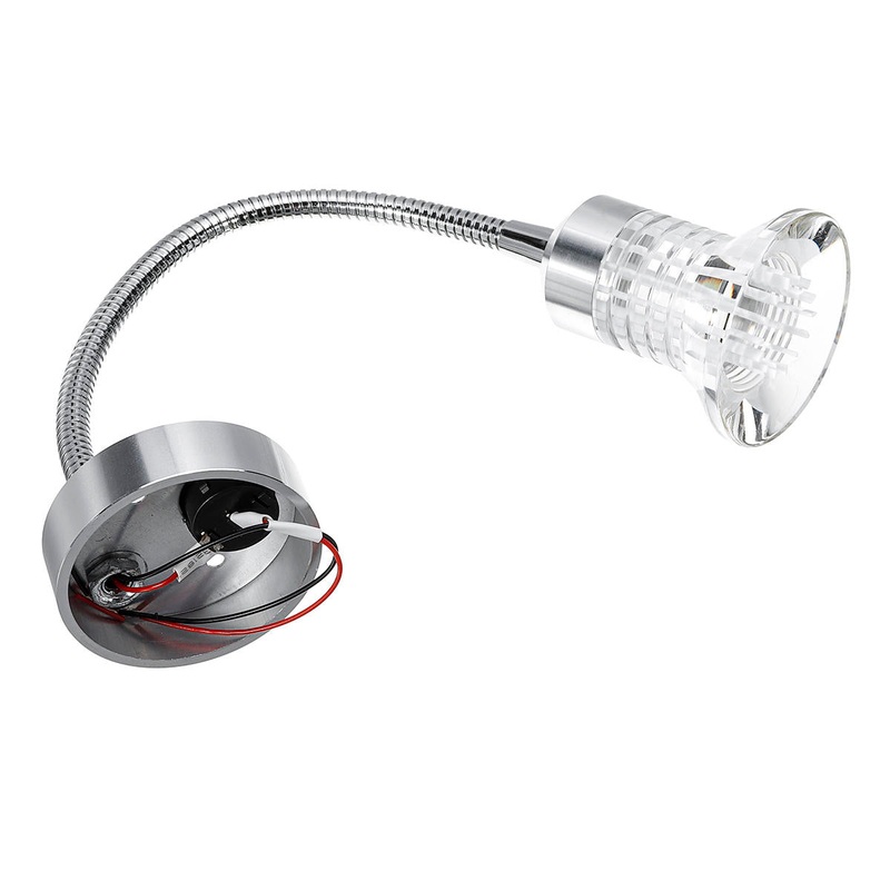 12V Flexible LED Reading Spot Light Bedside Wall Lamp For RV Boat Caravan Motorhome